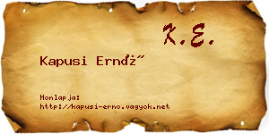 Kapusi Ernő névjegykártya